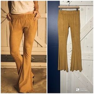 Tribe Kelly The Original Tobacco Suede Bells, Flare Leg Pants Size Medium